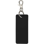 Llavero rectangular piel sintética reciclada con anilla color negro segunda vista frontal