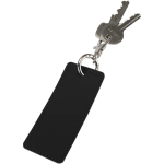 Llavero rectangular piel sintética reciclada con anilla color negro segunda vista