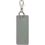 Llavero rectangular piel sintética reciclada con anilla color gris segunda vista trasera