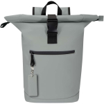 Llavero rectangular piel sintética reciclada con anilla color gris tercera vista