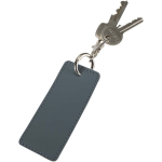 Llavero rectangular piel sintética reciclada con anilla color azul bondi segunda vista