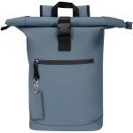 Llavero rectangular piel sintética reciclada con anilla color azul bondi tercera vista