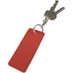 Llavero rectangular piel sintética reciclada con anilla color caoba segunda vista
