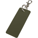 Llavero rectangular piel sintética reciclada con anilla color verde oscuro