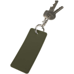 Llavero rectangular piel sintética reciclada con anilla color verde oscuro segunda vista
