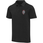 Polo hombre manga corta en piqué prelavado 200 g/m2 Elevate color negro vista impresión serigrafía
