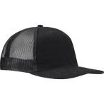 Gorra 6 paneles de sarga algodón con visera plana 260 g/m2 color negro vista lateral
