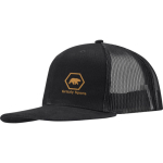 Gorra 6 paneles de sarga algodón con visera plana 260 g/m2 color negro vista impresión serigrafía