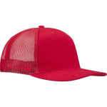 Gorra 6 paneles de sarga algodón con visera plana 260 g/m2 color rojo vista lateral