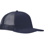 Gorra 6 paneles de sarga algodón con visera plana 260 g/m2 color azul marino vista lateral