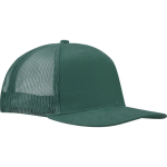 Gorra 6 paneles de sarga algodón con visera plana 260 g/m2 color verde oscuro vista lateral