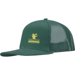 Gorra 6 paneles de sarga algodón con visera plana 260 g/m2 color verde oscuro vista impresión serigrafía