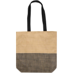 Bolsa de paja tejida con botón magnético y base ancha 10L color negro segunda vista frontal