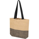 Bolsa de paja tejida con botón magnético y base ancha 10L color negro