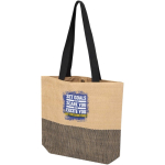 Bolsa de paja tejida con botón magnético y base ancha 10L color negro