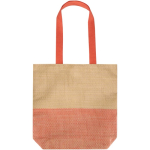 Bolsa de paja tejida con botón magnético y base ancha 10L color caoba segunda vista frontal