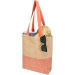 Bolsa de paja tejida con botón magnético y base ancha 10L color caoba segunda vista