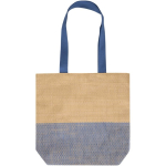 Bolsa de paja tejida con botón magnético y base ancha 10L color azul marino segunda vista frontal