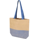 Bolsa de paja tejida con botón magnético y base ancha 10L color azul marino