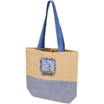 Bolsa de paja tejida con botón magnético y base ancha 10L color azul marino