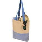 Bolsa de paja tejida con botón magnético y base ancha 10L color azul marino segunda vista