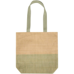 Bolsa de paja tejida con botón magnético y base ancha 10L color verde jaspeado segunda vista frontal
