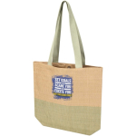 Bolsa de paja tejida con botón magnético y base ancha 10L color verde jaspeado
