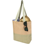 Bolsa de paja tejida con botón magnético y base ancha 10L color verde jaspeado segunda vista
