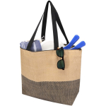 Bolsa de papel de paja tejida con cremallera y base, capacidad 21L color negro segunda vista
