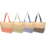 Bolsa de papel de paja tejida con cremallera y base, capacidad 21L color negro segunda vista varios colores