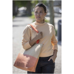 Bolsa de papel de paja tejida con cremallera y base, capacidad 21L color negro imagen de estilo de vida