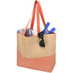 Bolsa de papel de paja tejida con cremallera y base, capacidad 21L color caoba segunda vista