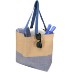 Bolsa de papel de paja tejida con cremallera y base, capacidad 21L color azul marino segunda vista