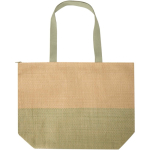 Bolsa de papel de paja tejida con cremallera y base, capacidad 21L color verde jaspeado segunda vista frontal