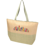 Bolsa de papel de paja tejida con cremallera y base, capacidad 21L color verde jaspeado