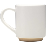 Taza apilable de cerámica con base moderna sin esmaltar 180ml color blanco vista lateral