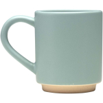 Taza apilable de cerámica con base moderna sin esmaltar 180ml color azul pastel vista lateral
