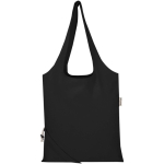Bolsa tote plegable con cordón de algodón reciclado 140 g/m2 color negro segunda vista frontal