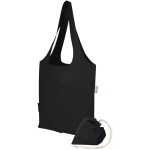 Bolsa tote plegable con cordón de algodón reciclado 140 g/m2 color negro