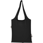 Bolsa tote plegable con cordón de algodón reciclado 140 g/m2 color negro segunda vista trasera