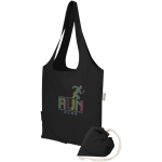 Bolsa tote plegable con cordón de algodón reciclado 140 g/m2 color negro