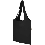 Bolsa tote plegable con cordón de algodón reciclado 140 g/m2 color negro segunda vista