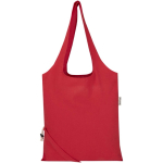 Bolsa tote plegable con cordón de algodón reciclado 140 g/m2 color rojo segunda vista frontal