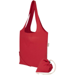 Bolsa tote plegable con cordón de algodón reciclado 140 g/m2 color rojo