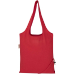 Bolsa tote plegable con cordón de algodón reciclado 140 g/m2 color rojo segunda vista trasera