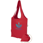 Bolsa tote plegable con cordón de algodón reciclado 140 g/m2 color rojo