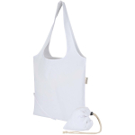 Bolsa tote plegable con cordón de algodón reciclado 140 g/m2 color blanco