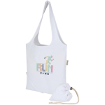 Bolsa tote plegable con cordón de algodón reciclado 140 g/m2 color blanco