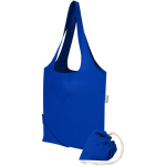 Bolsa tote plegable con cordón de algodón reciclado 140 g/m2 color azul real