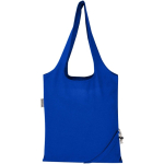 Bolsa tote plegable con cordón de algodón reciclado 140 g/m2 color azul real segunda vista trasera